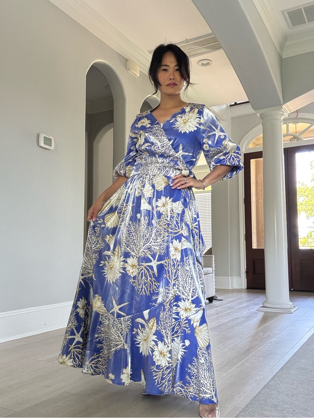 ✨CIEBON Ariella Floral Print Side Tie Maxi Dress Size L ✨